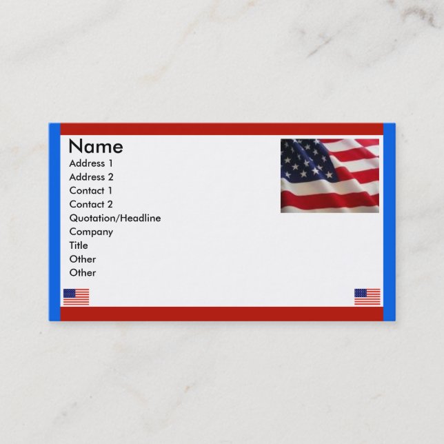 Amerikanische Flagge Visitenkarte (Vorderseite)