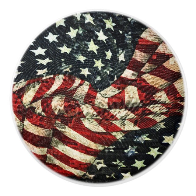 Amerikanische Flagge von Shirley Taylor Keramikknauf (Vorderseite)