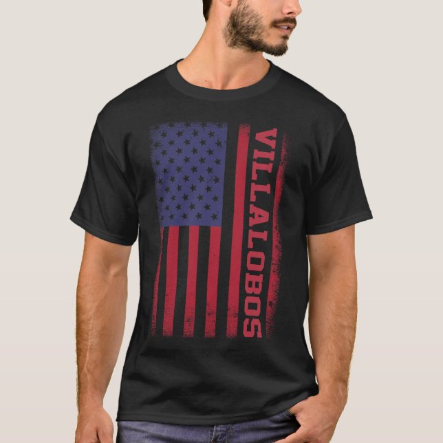 Amerikanische Flagge von VILLALOBOS T-Shirt (Vorderseite)