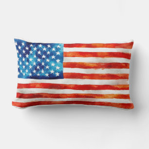 Amerikanische Flagge Wasserfarbenmalerei Künstleri Lendenkissen