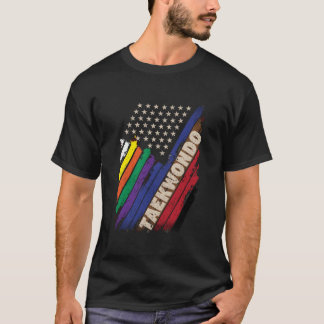 Amerikanische Flagge Weiß Schwarz Gürtel Farben Ta T-Shirt