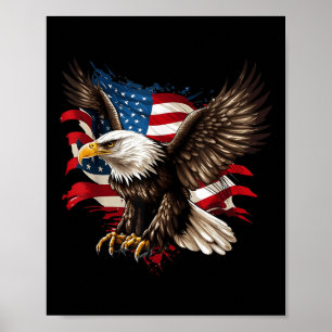 Amerikanische Flagge Weißkopfseeadler Patriotische Poster