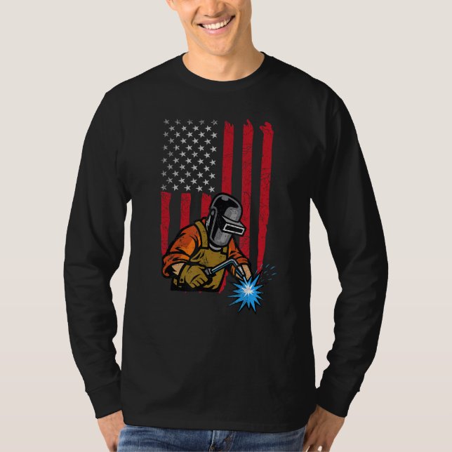 Amerikanische Flagge Welder Men Welding Weld Welde T-Shirt (Vorderseite)