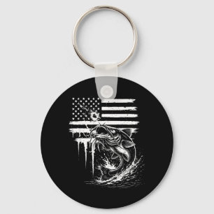 Amerikanische Flagge Wels Fisch Angler Männer Vate Schlüsselanhänger