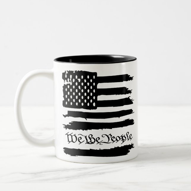 Amerikanische Flagge, wir Menschen Zweifarbige Tasse (Links)