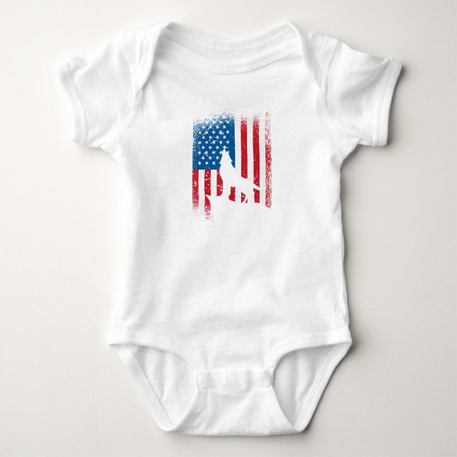Amerikanische Flagge Wolfsmuster für WolfLiebhaber Baby Strampler (Vorderseite)