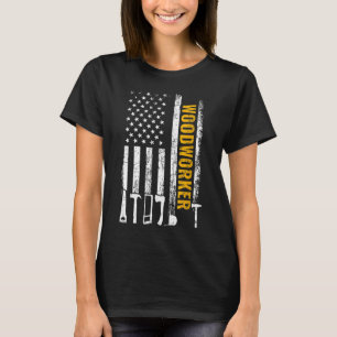 Amerikanische Flagge Woodworker Tischler lustige H T-Shirt