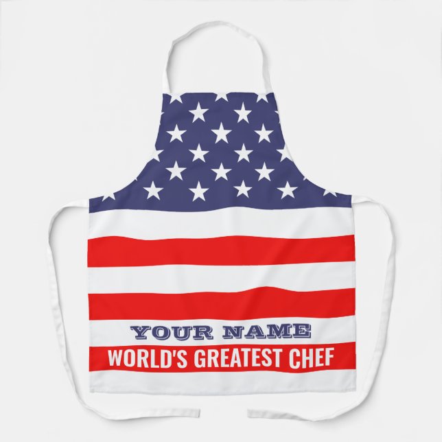 Amerikanische Flagge Zoll GRILLEN Küche Schürze (Vorderseite)