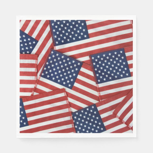 Amerikanische Flaggen am 4. Juli Serviette (Vorderseite)