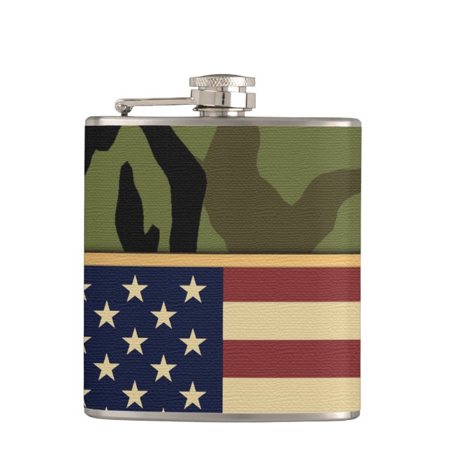 Amerikanische Flaggen-Camouflage Flachmann (Vorderseite)