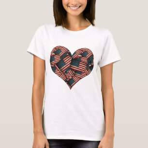 Amerikanische Flaggen in Herzform T-Shirt