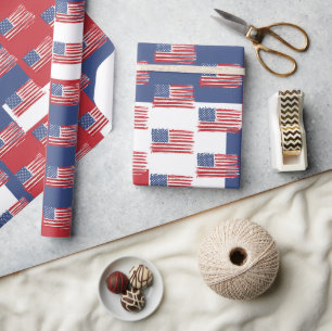 Amerikanische Flaggen in rot-weiß und blau Geschenkpapier