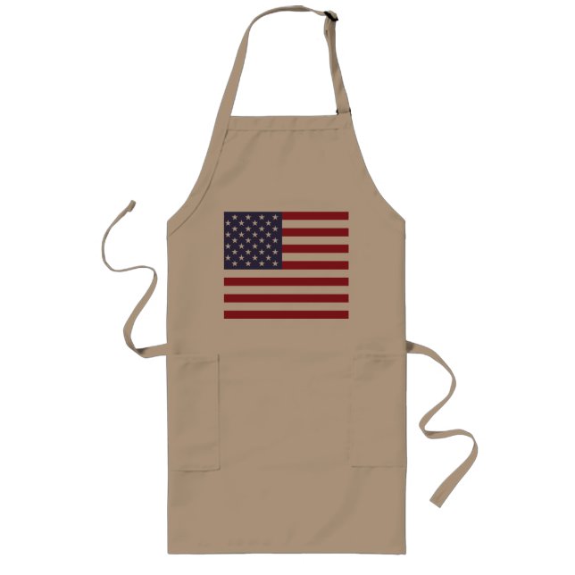 Amerikanische Flaggen-kakifarbige lange Schürze (Vorne)