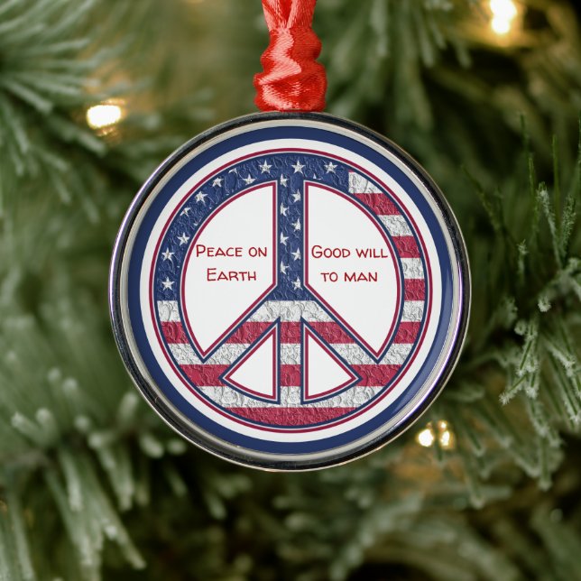 Amerikanische Flaggen-Keramik Ornament Aus Metall (Baum)