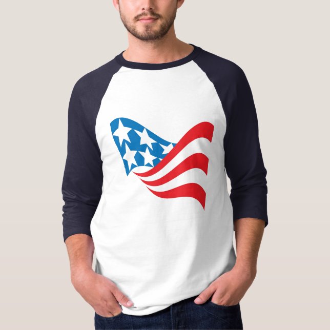 Amerikanische Flaggen-langes Hülsen-Shirt T-Shirt (Vorderseite)