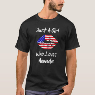 Amerikanische Flaggen Lippen nur ein Mädchen, das T-Shirt