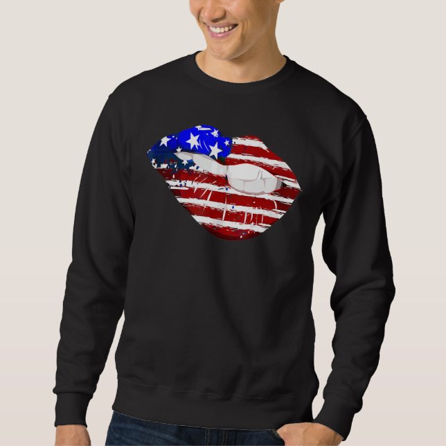 Amerikanische Flaggen Lippen Sweatshirt (Vorderseite)