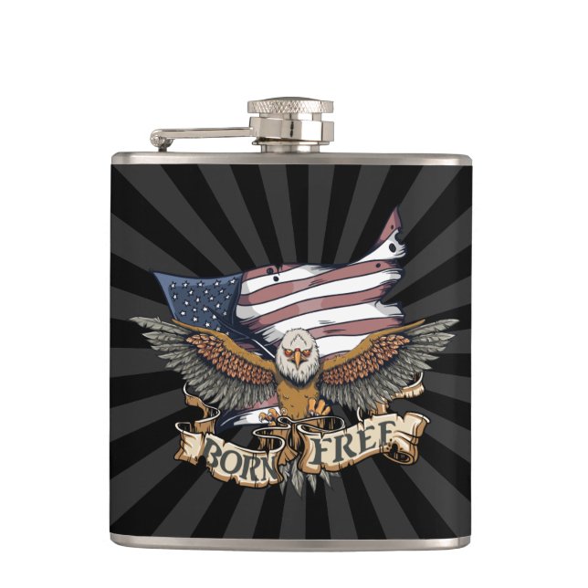 Amerikanische Flaggen-patriotisches kahler Flachmann (Vorderseite)