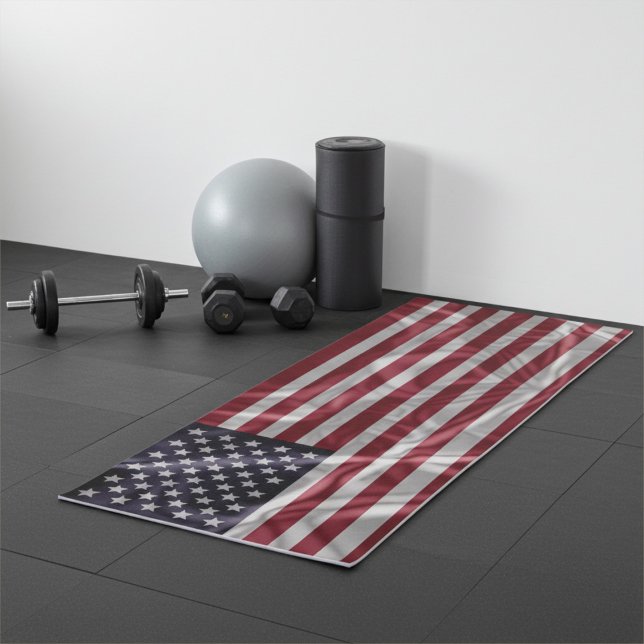 Amerikanische Flaggen Rot, Weiß und Starblau Yogamatte (Von Creator hochgeladen)