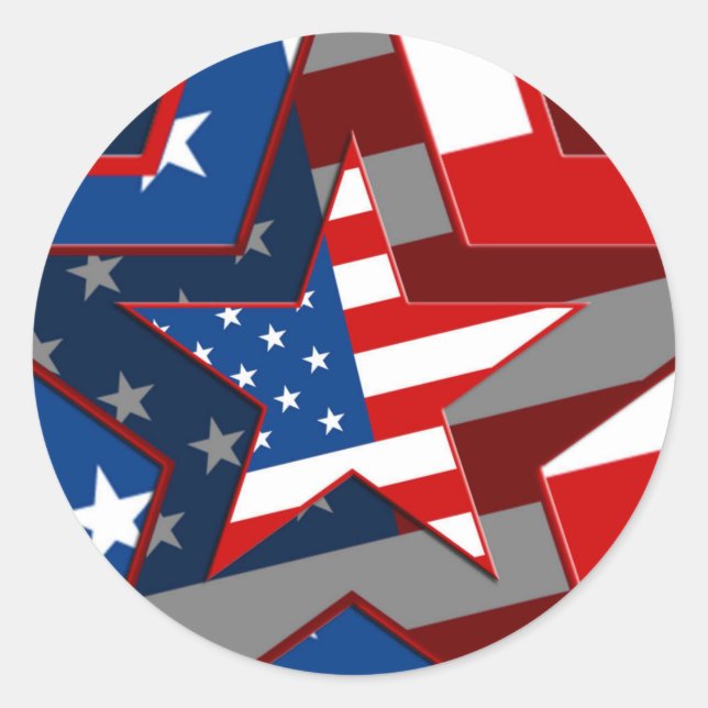 Amerikanische Flaggen-Star-Muster Runder Aufkleber (Vorderseite)
