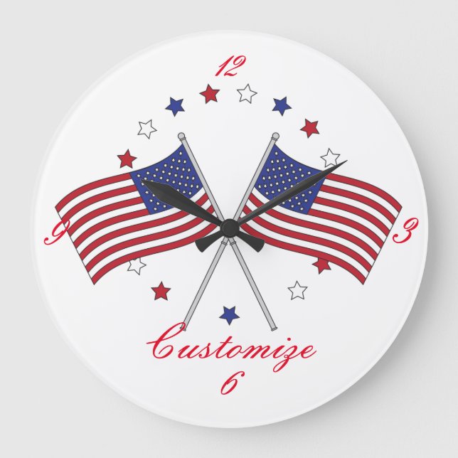 Amerikanische Flaggen Thunder_Cove patriotisch Große Wanduhr (Vorderseite)