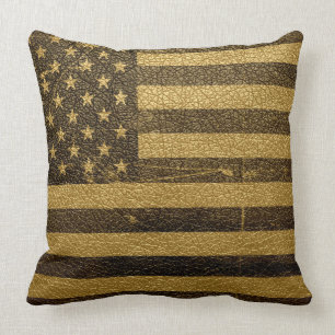 Amerikanische Flaggen-Vintages Leder Kissen
