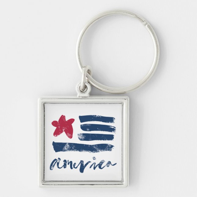 Amerikanische Flaggenfarben Schlüsselanhänger (Vorne)