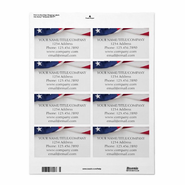 Amerikanische Flaggenfirma Name Shipping Labels (Vorne)