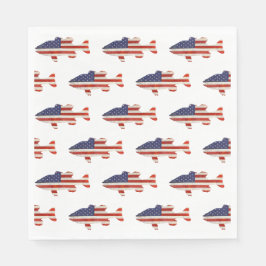 Amerikanische Flaggenfischerei auf Weiß Serviette