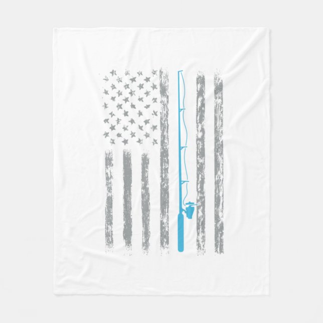 Amerikanische Flaggenfischgeschenke Retro US-Flagg Fleecedecke (Vorderseite)