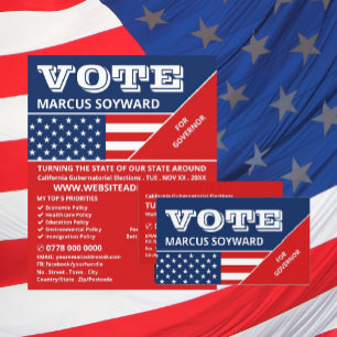Amerikanische Flaggengestaltung, politischer Wahlk Visitenkarte