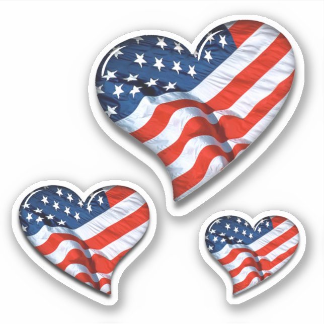 Amerikanische Flaggenherzen Aufkleber (Vorderseite)
