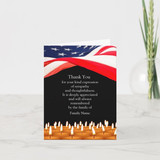 Amerikanische Flaggenkerze nach Beerdigung Dankesc (Vorderseite)