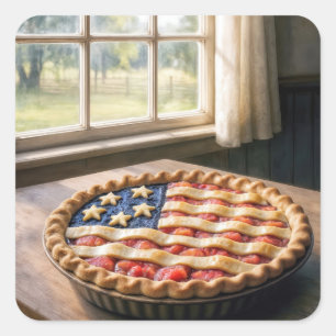 Amerikanische Flaggenkruste auf selbstgemachtem Ku Quadratischer Aufkleber