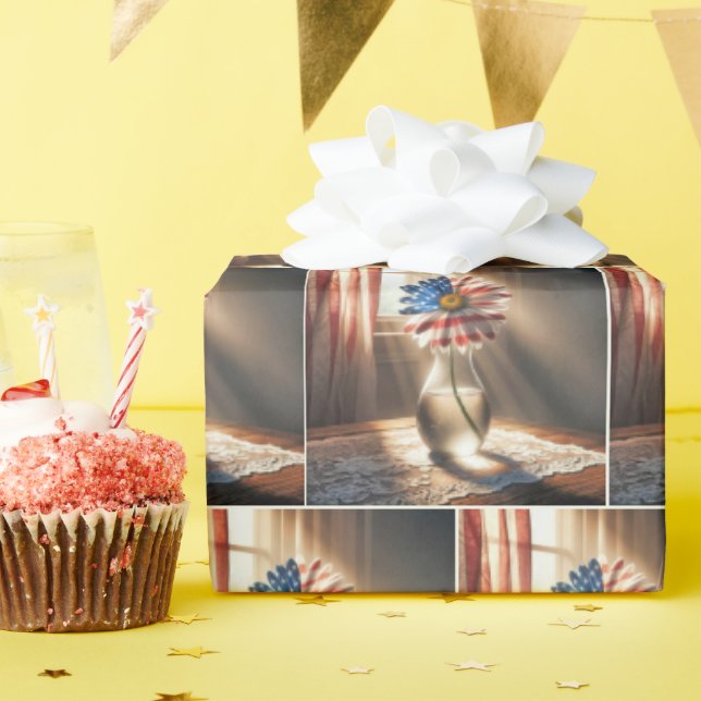 Amerikanische Flaggensicke in Glasvase Geschenkpapier (Geburtstagsparty)
