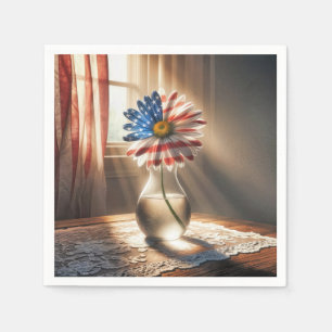 Amerikanische Flaggensicke in Glasvase Serviette