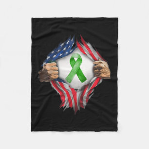 Amerikanische Flaggentränke Grüne Ribbon Nierenerk Fleecedecke