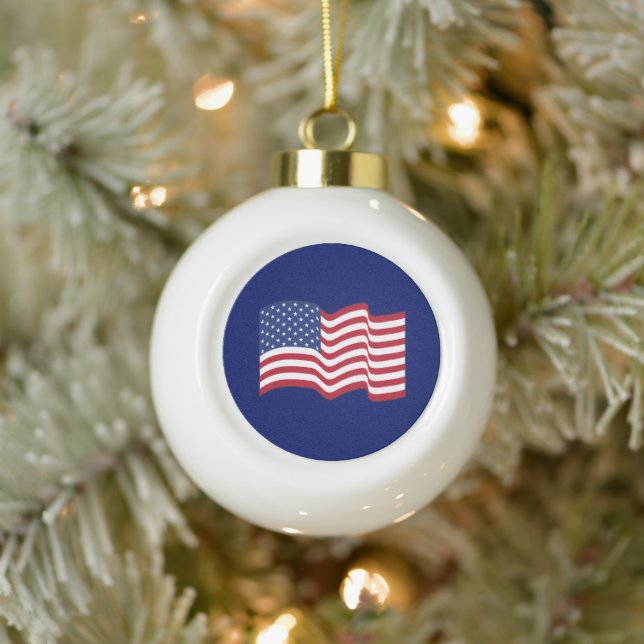Amerikanische Flaggenverzierung Keramik Kugel-Ornament (Baum)