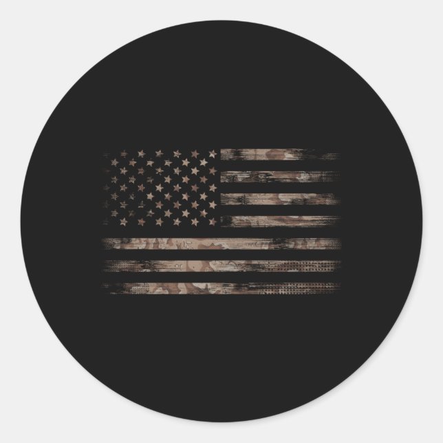 Amerikanische Flaggenwüste Camouflage erschüttert  Runder Aufkleber (Vorderseite)