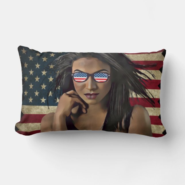 Amerikanische Frau beklagte amerikanische Flagge Lendenkissen (Vorderseite)