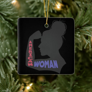 Amerikanische Frau dunkelgrau Keramikornament