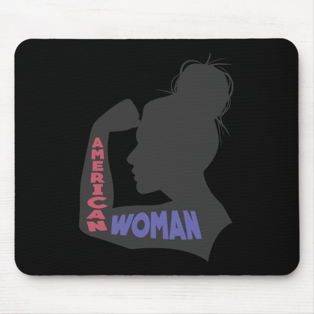 Amerikanische Frau dunkelgrau Mousepad (Vorne)