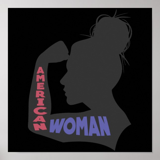 Amerikanische Frau dunkelgrau Poster (Vorne)