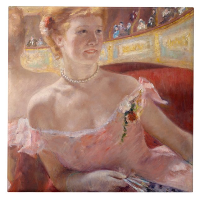 Amerikanische Frau mit Perlenschmuck und rosa Klei Fliese (Vorderseite)