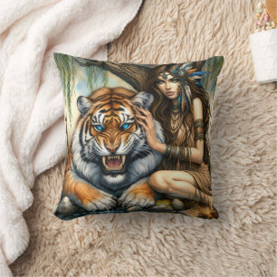 Amerikanische Frauenkarte für Tiger durch Wasser Kissen