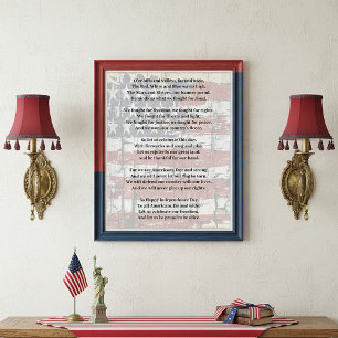 Amerikanische Freiheit Gedicht mit Flagge patrioti Poster