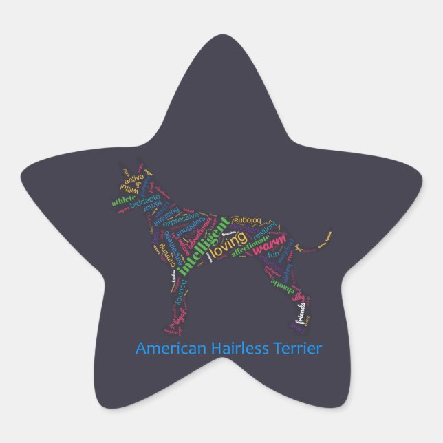 Amerikanische Friseur-Terrier-Word-Sticker Stern-Aufkleber (Vorderseite)