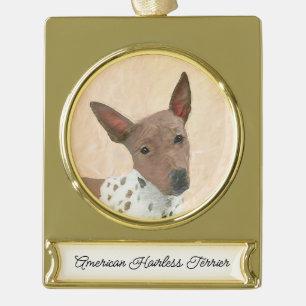 Amerikanische Friseurmalerei - Hundekunst Banner-Ornament Gold