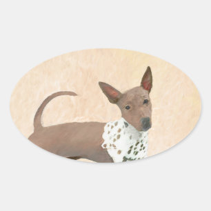 Amerikanische Friseurmalerei - Hundekunst Ovaler Aufkleber