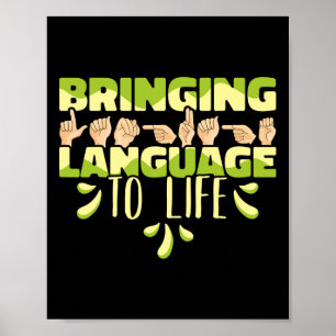 Amerikanische Gebärdensprache Asl Bringt Sprache Z Poster